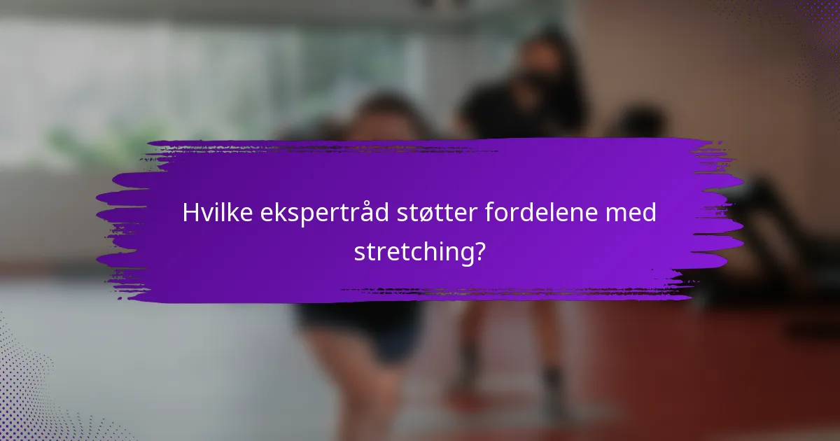 Hvilke ekspertråd støtter fordelene med stretching?